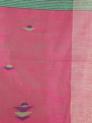 Green Handloom Cotton Silk Saree With Blouse 3