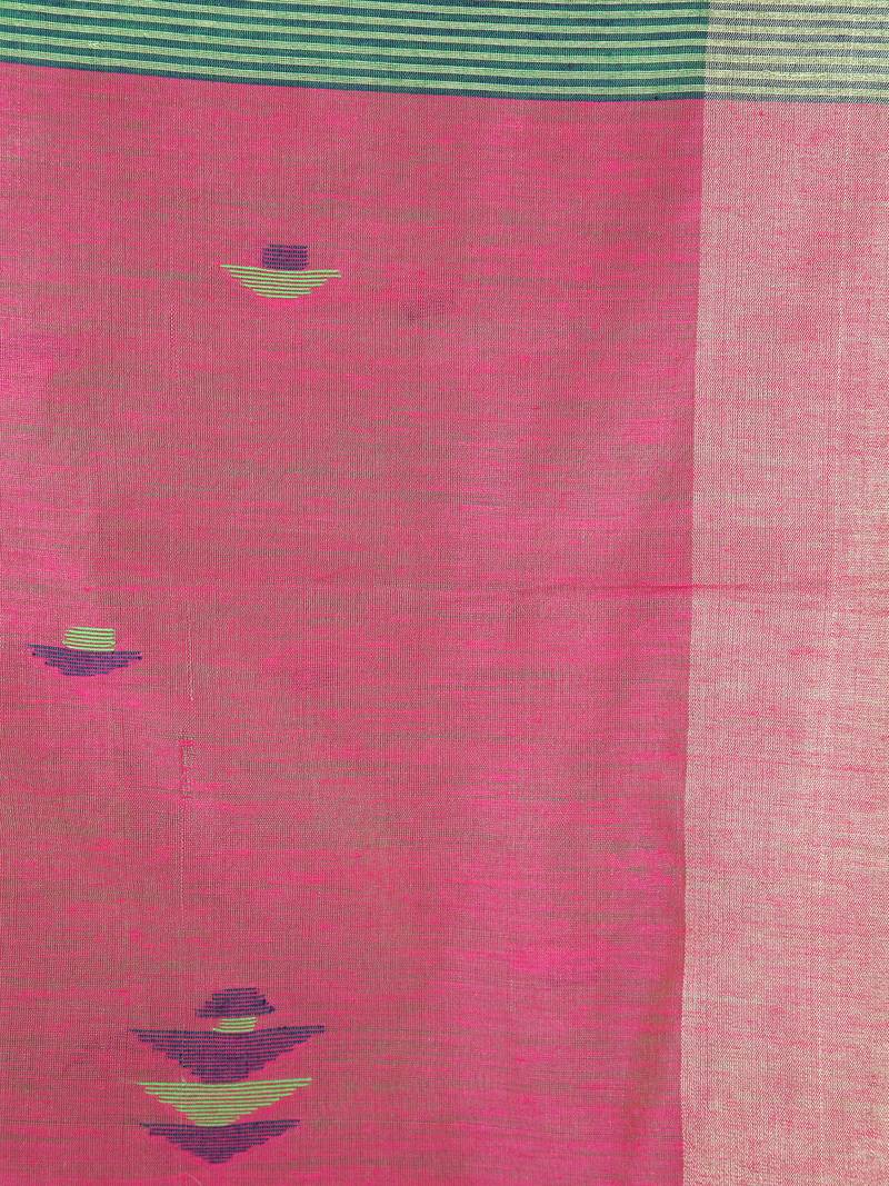 Green Handloom Cotton Silk Saree With Blouse