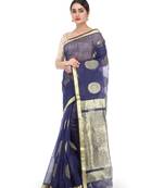 Blue Handloom Cotton Silk saree with blouse