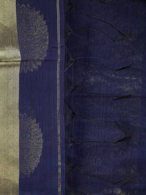 Blue Handloom Cotton Silk saree with blouse 3