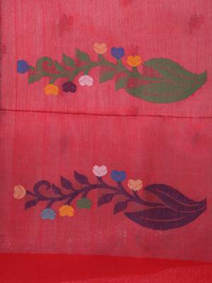 White Handloom Cotton Saree With Blouse 3