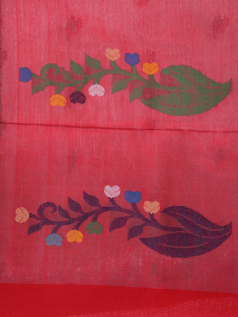 White Handloom Cotton Saree With Blouse