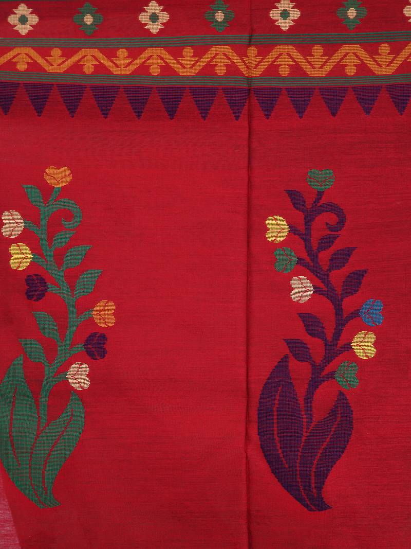 Beige Handloom Cotton saree with blouse