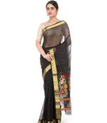Black Handloom Cotton Silk saree with blouse