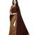 Dark brown embroidered crepe saree with blouse