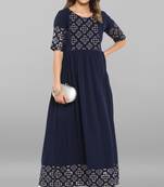 Peach printed crepe ethnic kurtis