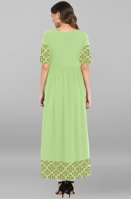 Light green printed crepe ethnic kurtis 5