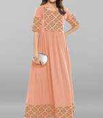 Peach printed crepe ethnic kurtis