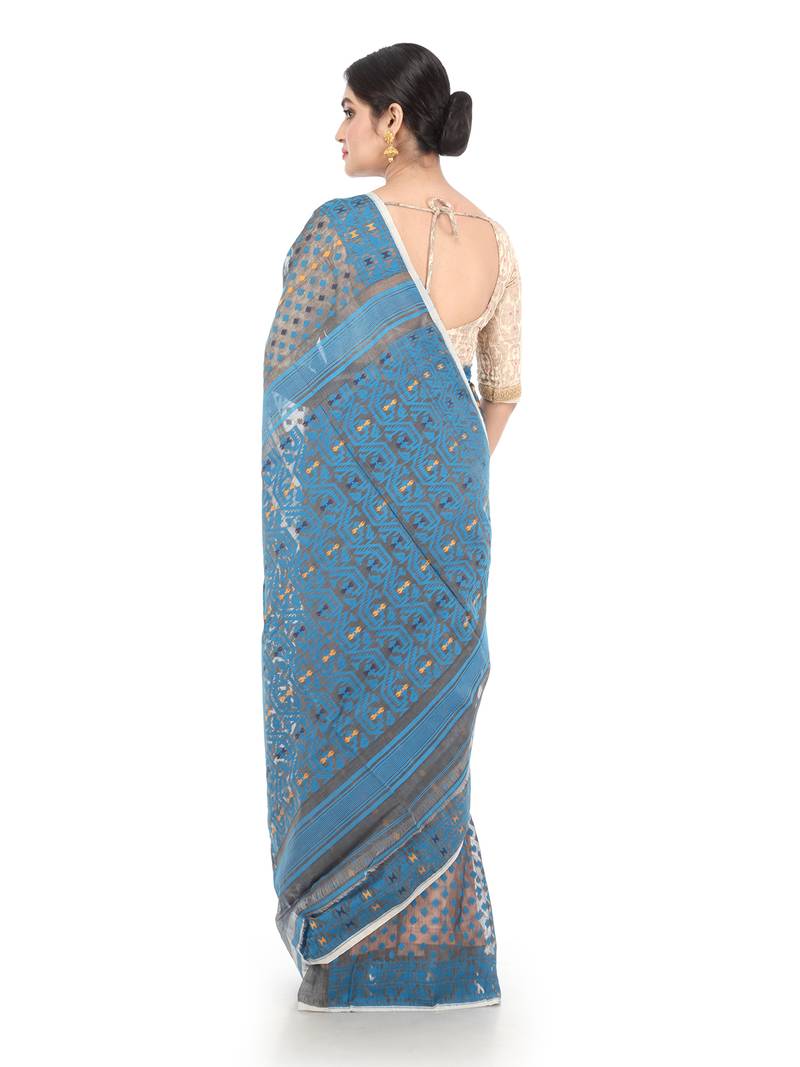Grey Women Soft Dhakai Jamdani Saree