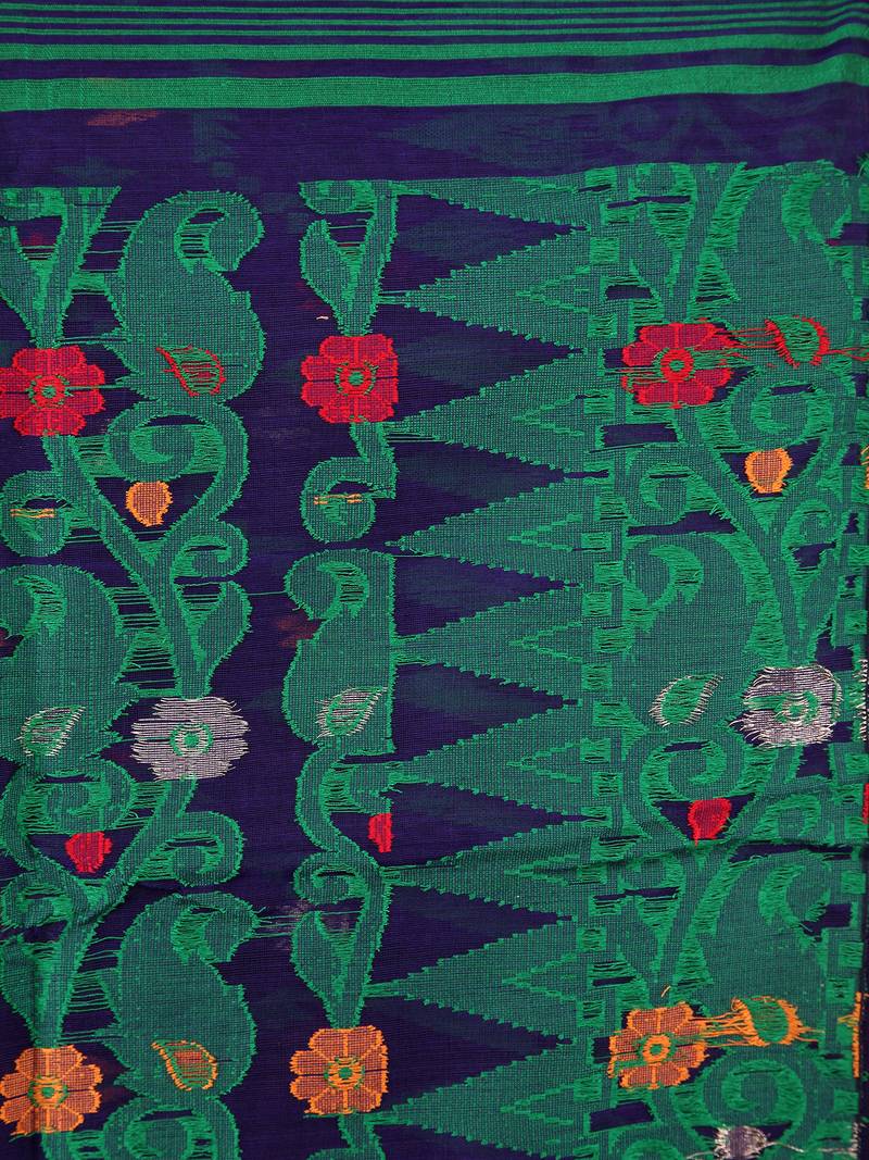 Blue Women Soft Dhakai Jamdani Saree