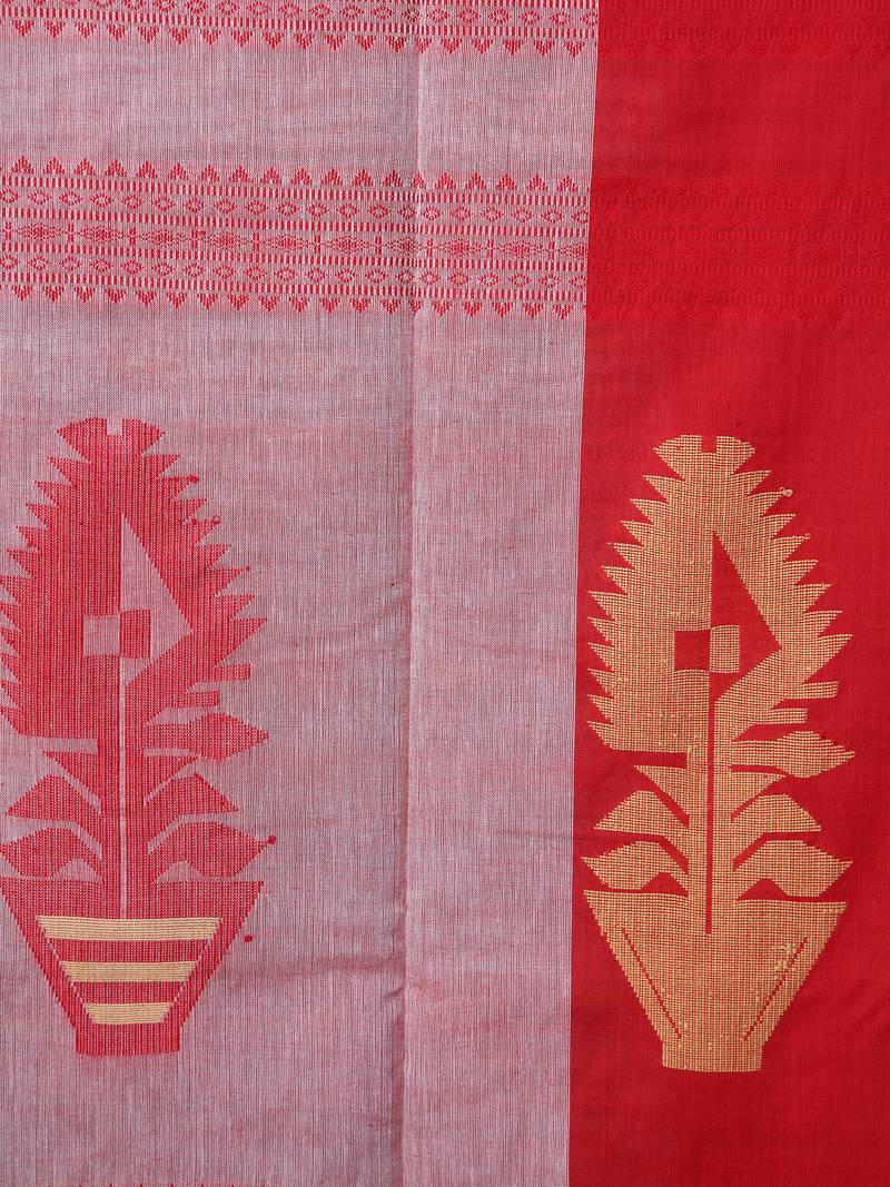 Grey Handloom Cotton Saree With Blouse