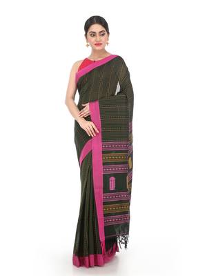 Multicolor Handloom Cotton Saree With Blouse 1