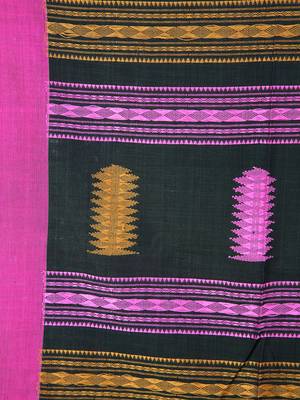 Multicolor Handloom Cotton Saree With Blouse 3