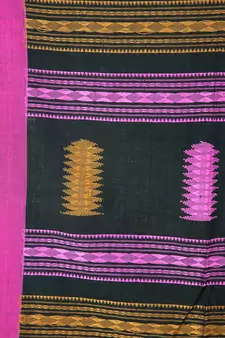 Multicolor Handloom Cotton Saree With Blouse