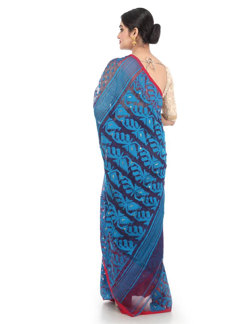 Blue Women Soft Dhakai Jamdani Saree