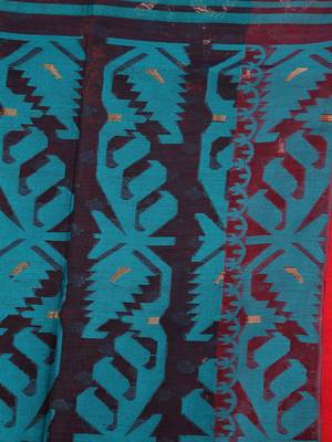 Blue Women Soft Dhakai Jamdani Saree 3