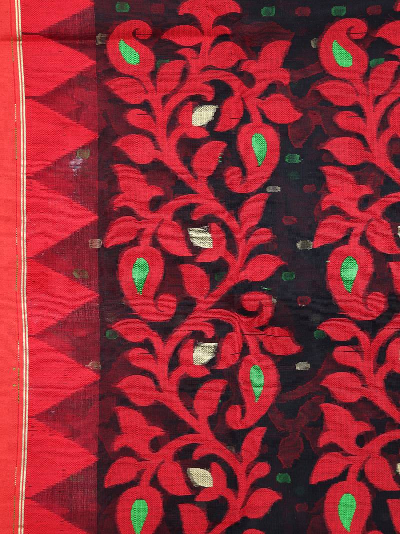 Black Women Soft Dhakai Jamdani Saree