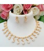 Eye Catching Flower Design American Daimong Necklace With A Pair Of Ear Rings