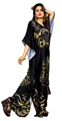 Black Printed Satin Islamic-Kaftans 2