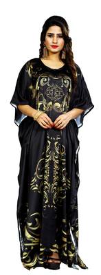Black Printed Satin Islamic-Kaftans 3