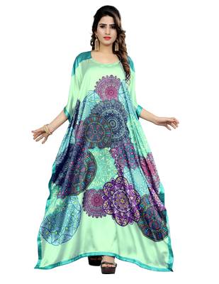 Multicolor Printed Satin Islamic-Kaftans 1