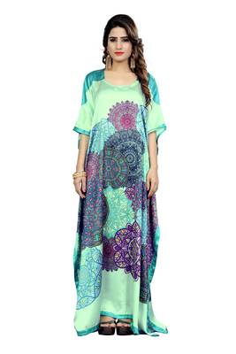 Multicolor Printed Satin Islamic-Kaftans 2