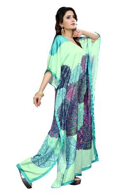 Multicolor Printed Satin Islamic-Kaftans 4