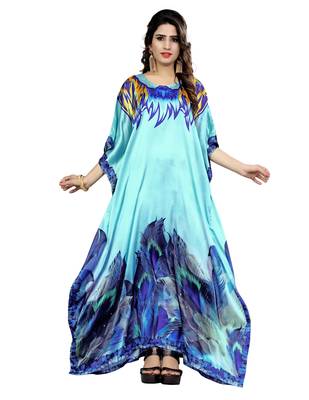 Multicolor Printed Satin Islamic-Kaftans 1