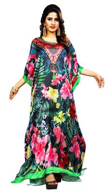 Multicolor Printed Satin Islamic-Kaftans 1