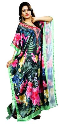 Multicolor Printed Satin Islamic-Kaftans 3
