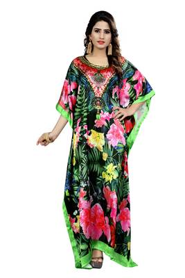 Multicolor Printed Satin Islamic-Kaftans 4