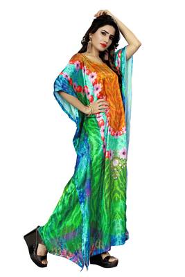 Multicolor Printed Satin Islamic-Kaftans 2