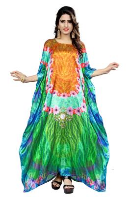 Multicolor Printed Satin Islamic-Kaftans 3