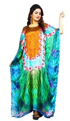 Multicolor Printed Satin Islamic-Kaftans 4