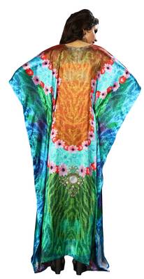 Multicolor Printed Satin Islamic-Kaftans 5