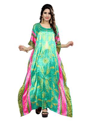 Multicolor Printed Satin Islamic-Kaftans 1