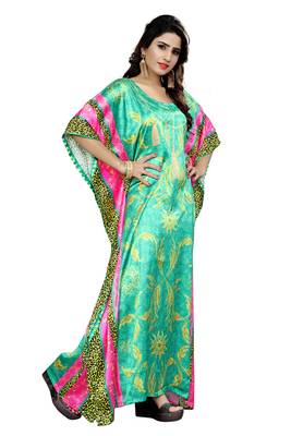 Multicolor Printed Satin Islamic-Kaftans 2