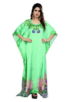 Multicolor Printed Satin Islamic-Kaftans 4