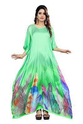Multicolor Printed Satin Islamic-Kaftans 2