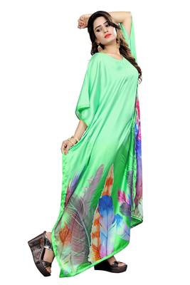 Multicolor Printed Satin Islamic-Kaftans 4
