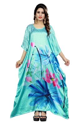 Multicolor Printed Satin Islamic-Kaftans 1