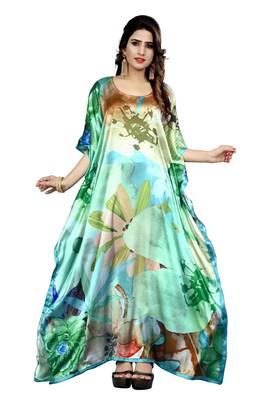 Multicolor Printed Satin Islamic-Kaftans 1