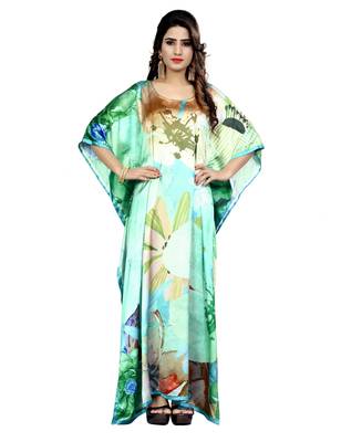 Multicolor Printed Satin Islamic-Kaftans 2