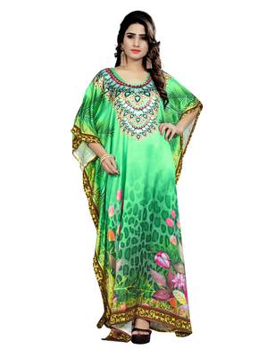 Multicolor Printed Satin Islamic-Kaftans 1