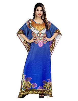 Multicolor Printed Satin Islamic-Kaftans 1