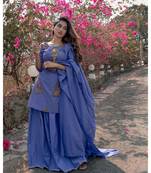 Purple Block Skirt Set