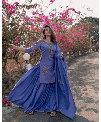 Purple Block Skirt Set 2