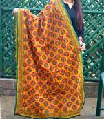 Yellow Chanderi Fabric On Phulkari Dupatta