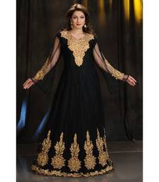black georgette embroidered zari work islamic kaftans