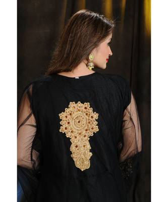 black georgette embroidered zari work islamic kaftans 3